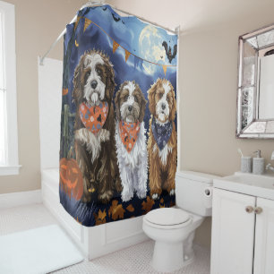 Rideaux De Douche Bernedoodle Halloween Épouvantable