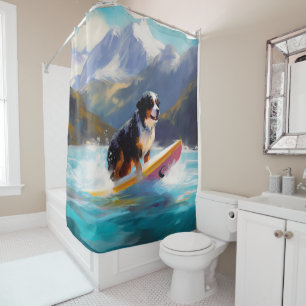 Rideaux De Douche Bernese Mountain Beach Surf Paining