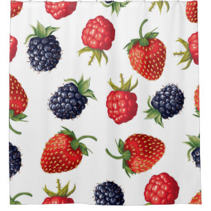Rideaux De Douche Berries réalistes Délicieux Motif sans couture