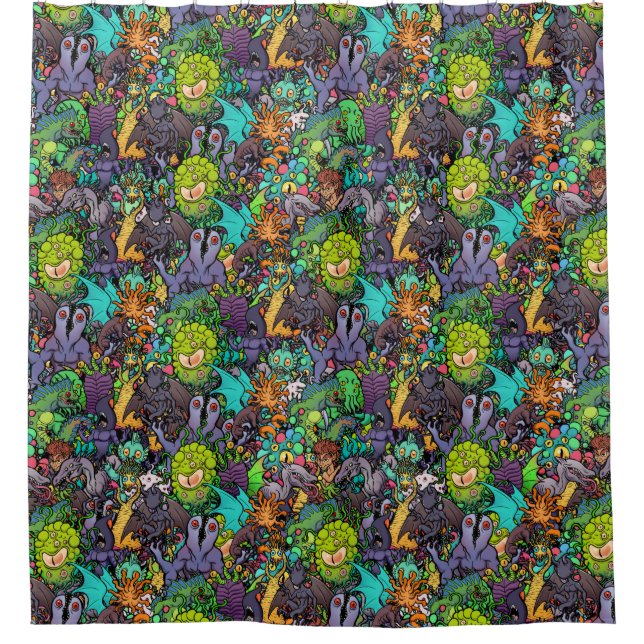 Rideaux De Douche Bestiaire de Cthulhu Lovecraft Mythos Chibi (Devant)