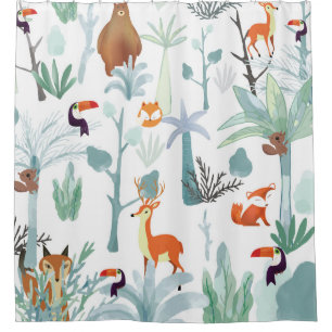 Rideaux De Douche Bêtes : gribouillis de forêt tropicale.
