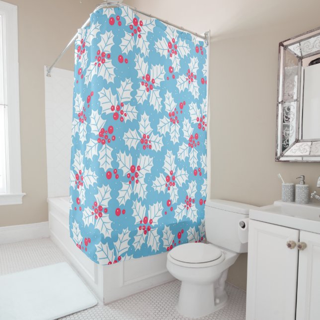 Rideaux De Douche Beurre creux sur bleu (En situation)