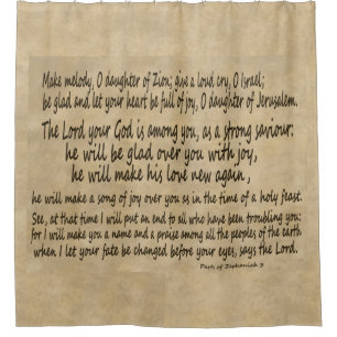 Rideaux De Douche Bible d'écriture sainte de Zephaniah 3 de