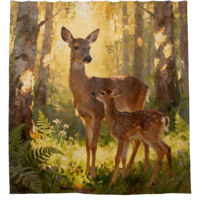 Rideaux De Douche Biche et faon (Devant)