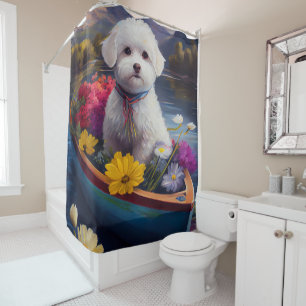 Rideaux De Douche Bichon Frise sur une pagaie : une aventure Pittore