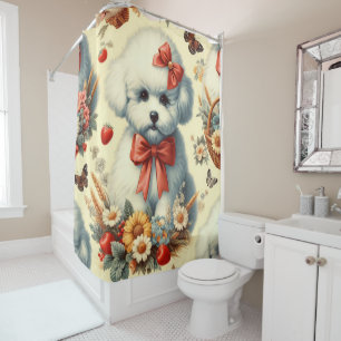 Rideaux De Douche Bichon Frisé Vintage