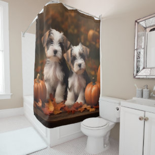 Rideaux De Douche Biewer Terrier Chiot Automne Citrouille délice