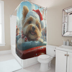 Rideaux De Douche Biewer Terrier Dog Roller Dessous de verre Noël
