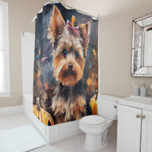 Rideaux De Douche Biewer Terrier Halloween avec citrouilles effrayan
