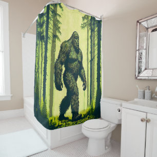 Rideaux De Douche Bigfoot se promène dans une forêt