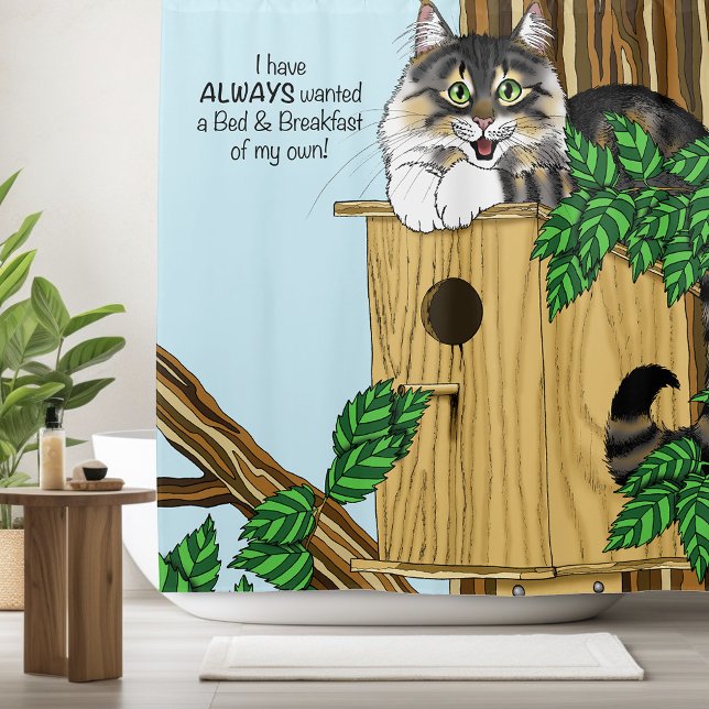 Rideaux De Douche Birdhouse Bed Breakfast Chat (Créateur téléchargé)