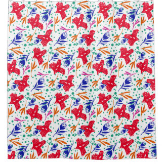Rideaux De Douche Birds and flowers in colorful pattern