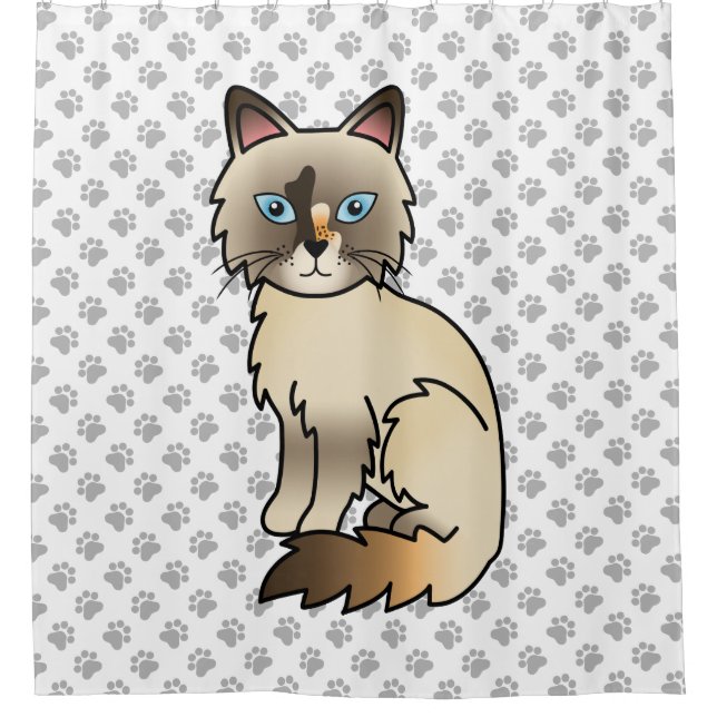 Rideaux De Douche Birman écaille de tortue / Ragdoll Chat & Pattes (Devant)