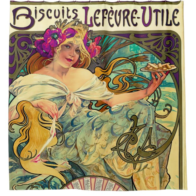 Rideaux De Douche Biscuits Lefevre-Utile par Alphonse Mucha (1896) (Devant)