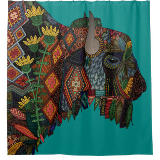 Rideaux De Douche bison bleu turquoise