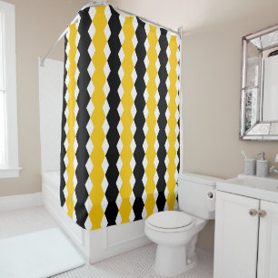 Rideaux De Douche Black & Jaune Géométrique Funky Motif moderne