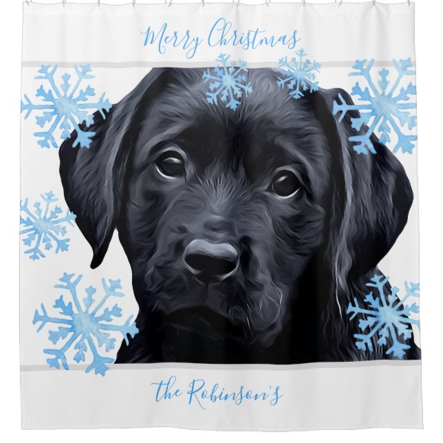 Rideaux De Douche Black Labrador Christmas - Black Lab personnalisé (Devant)