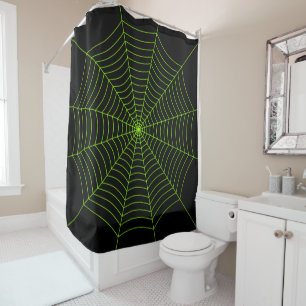 Rideaux De Douche Black neon vert toile d'araignée Halloween motif