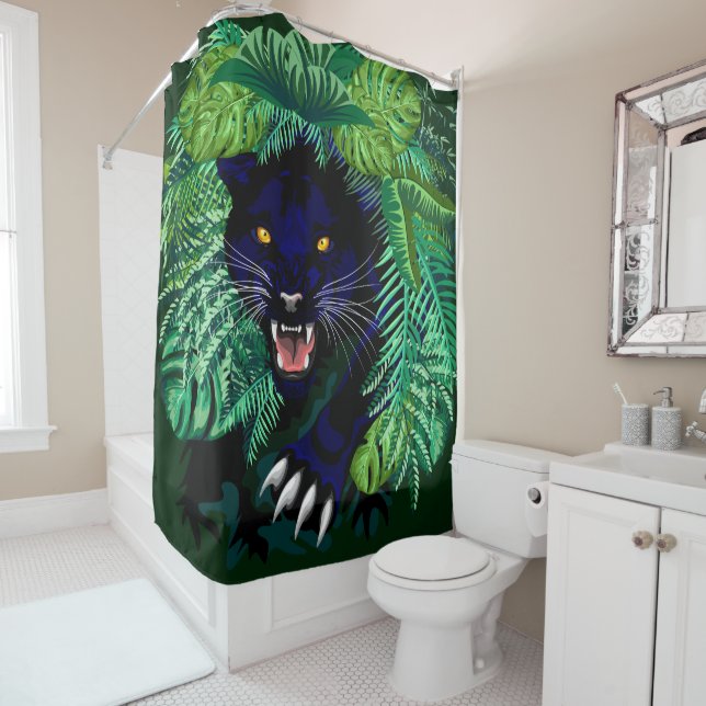 Rideaux De Douche Black Panther Spirit of the Jungle (En situation)