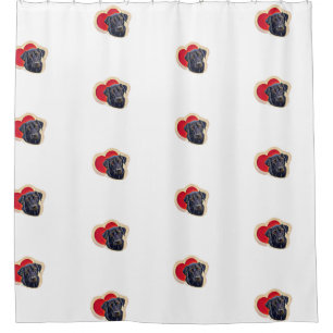 Rideaux De Douche Black PopArt Labrador Retriever Heart Digital