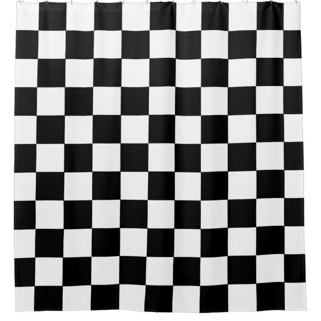 Rideaux De Douche Black White Checkered Shower Curtain (Devant)