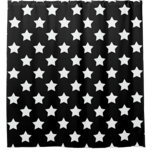 Rideaux De Douche Black White Stars Motif Décor
