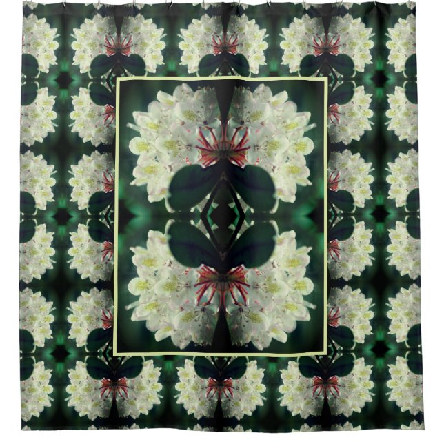 Rideaux De Douche Blanc Azalea Fleur Abstrait Motif (Devant)