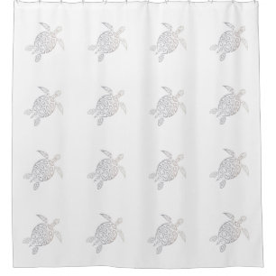 Rideaux De Douche Blanc beige de motif tribal de tortue de mer