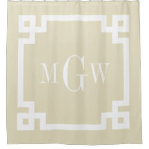 Blanc Beige Greek Key #2 Cadre Monogramme 3I