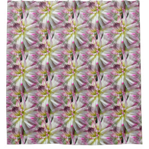 Rideaux De Douche Blanc Dahlia Fleur Motif Nature