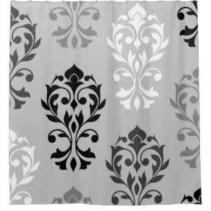 Rideaux De Douche Blanc de gris noir de l'art I de damassé de coeur