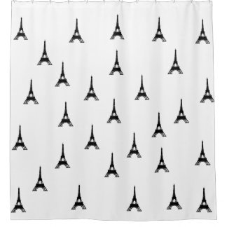 Rideaux De Douche Blanc de noir de Tour Eiffel de Paris