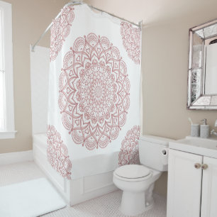 Rideaux De Douche Blanc et Rose Mandala Boho