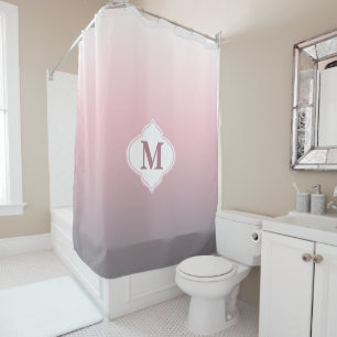 Rideaux De Douche Blanc gris rose Ombre de monogramme