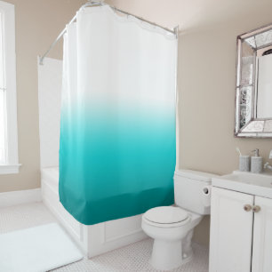 Rideaux De Douche Blanc Turquoise foncé et sarcelle bloc de couleur