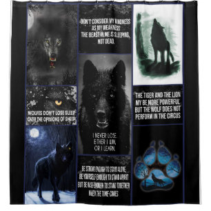 Rideaux De Douche Blanche Loup Noir, Blanche Cadeau Amour Animal
