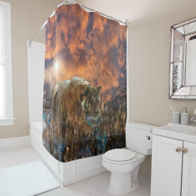 Rideaux De Douche BLANCHIMEUR DE Tigre SUR LE BREEZE (En situation)