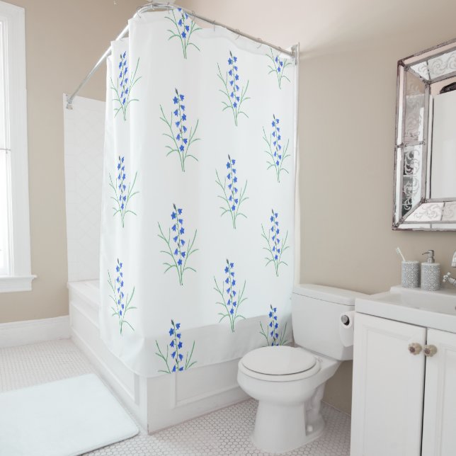 Rideaux de douche blancs aux jacinthes (En situation)