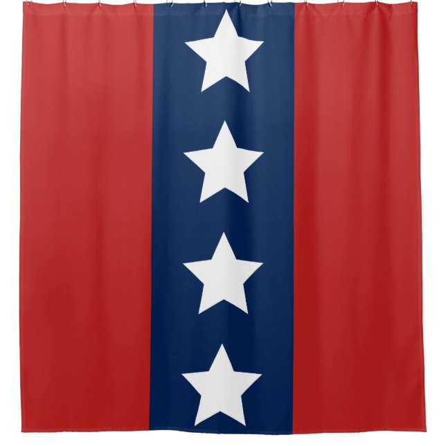 Rideaux De Douche Blancs rouges et bleus américains (Devant)