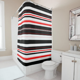 Rideaux De Douche Blancs rouges et noirs