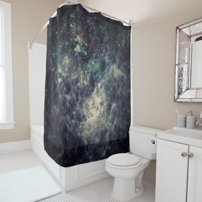 Rideaux De Douche Bleak Galaxy Space Rock (En situation)