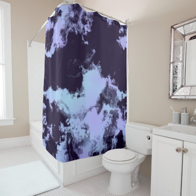 Rideaux De Douche Bleu Ange de Minuit (En situation)