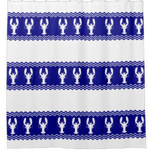 Rideaux De Douche Bleu blanc côtier Motif de homard
