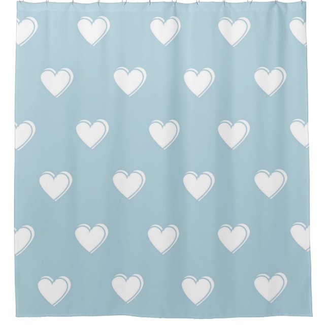 Rideaux De Douche Bleu blanc mignon simple Motif de coeur (Devant)
