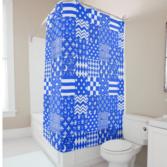 Rideaux De Douche Bleu Blanc Mixte Motif Conception (Créateur téléchargé)