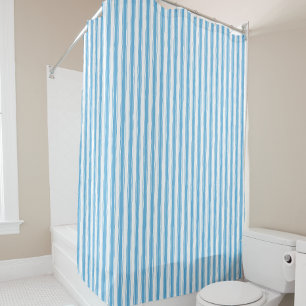Rideaux De Douche Bleu Blanc Rayé Fantaisiste Prépa