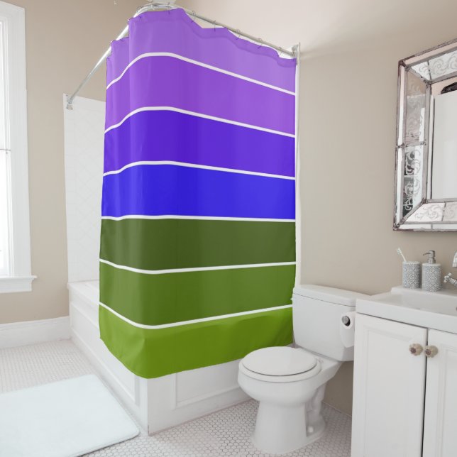 Rideaux De Douche Bleu, bleu et vert (En situation)