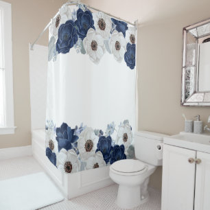 Rideaux De Douche Bleu chic Dusty Floral Botanique