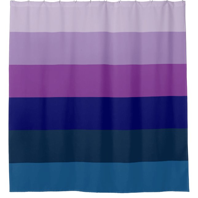 Rideaux De Douche Bleu cosmique et rayures violettes (Devant)