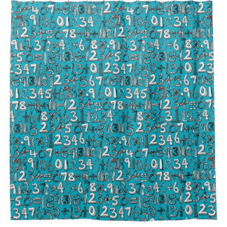 Rideaux De Douche bleu de griffonnage de maths